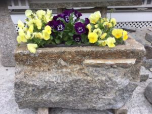 one-of-a-kind reclaimed granite planters
